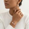 Vintage Style Imitation Pearl Earrings Ring Bangle Elegant Gold Color Jewelry Jewelry Set  Women