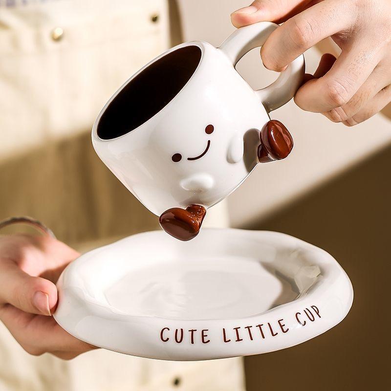 Cute Ceramic Coffee Mug Set for Breakfast – Ins Style Gift for Home & Office Coffee Lovers Gift