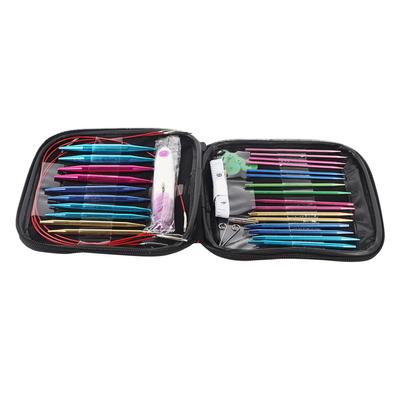 26 Pièces Aiguilles à Tricoter Interchangeables en Aluminium avec 4 Pièces Câbles Circulaires en Plastique Set