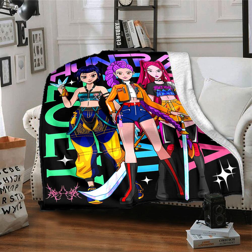 1pc K Pop Demon Hunters Flannel Blanket, Soft Skin Friendly with Digital Printing, Various Sizes Available for Family, Friends, Birthday