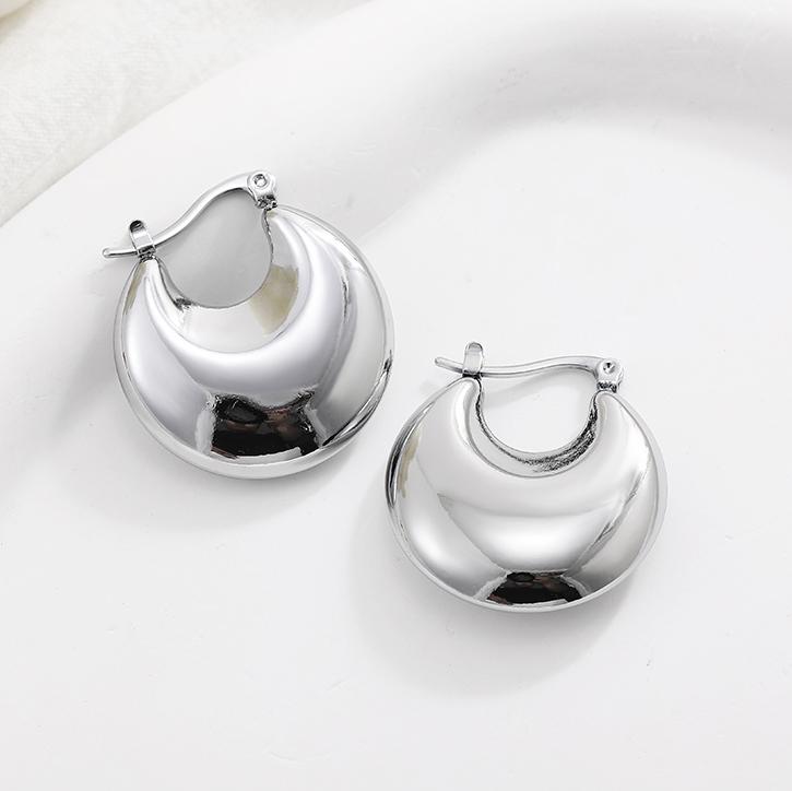 Modne błyszczące kolczyki koła ze stali nierdzewnej dla kobiet, pozłacane, gruba tekstura, geometryczne kółko, biżuteria vintage