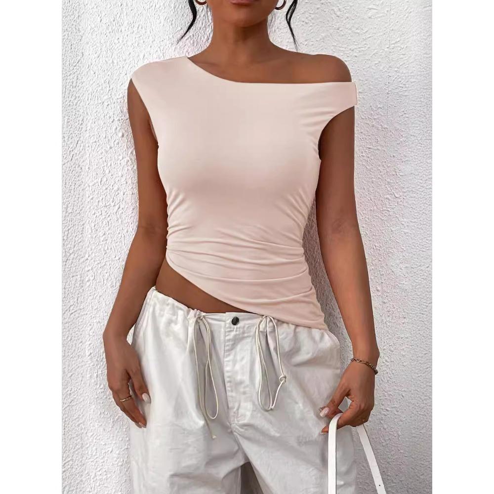 

Весенний уличный стиль уличный трендовый пуловер с косым воротником приталенная женская футболка M