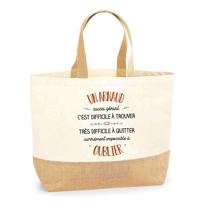 Sac jute (tote bag) - PLANETEE - Un Arnaud aussi génial - Prénom personnalisé - Jute naturel - Fabriqué en France