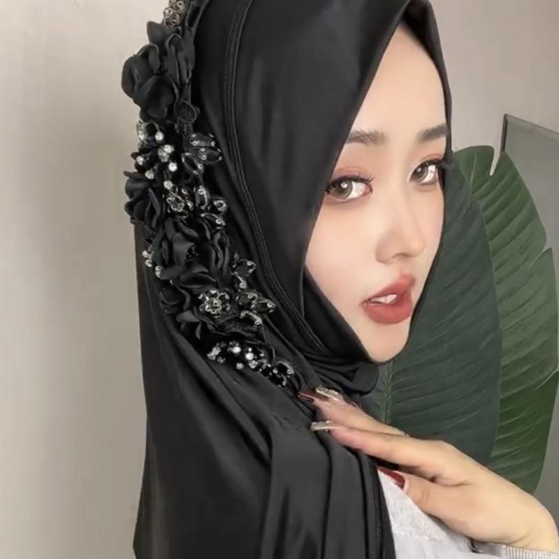 Handgjord hijab i gasväv för kvinnor - Lång överdragssjal & Huvudbonad