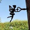 1pc Angel On Branch Steel Silhouette – Metal Wall Art for Home, and Patio, Outdoor Statue Stake Decoration, Ideal for Birthdays