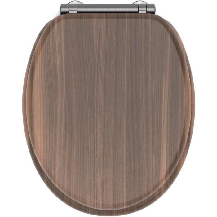Toilet Seat - GELCO - Walnut Noyer - MDF FSC - Soft Close - Brushed Graphite Metal Hinges