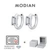 MODIAN 0.8CT Moissanite Ear Buckle 925 Sliver Simple Rectangle Lab Diamond Hoop Earrings For Women OL Fine Jewelry