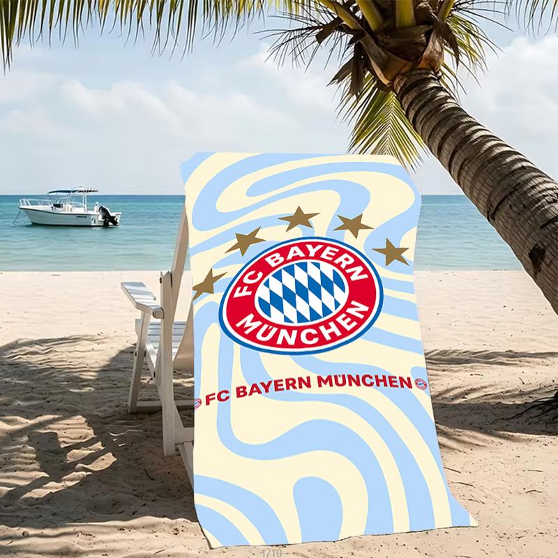 Beach Towel with FC Bayern München logo Pattern - soft,absorbent,machine washable Lightweight&Modern,swimming,Travel Essentials