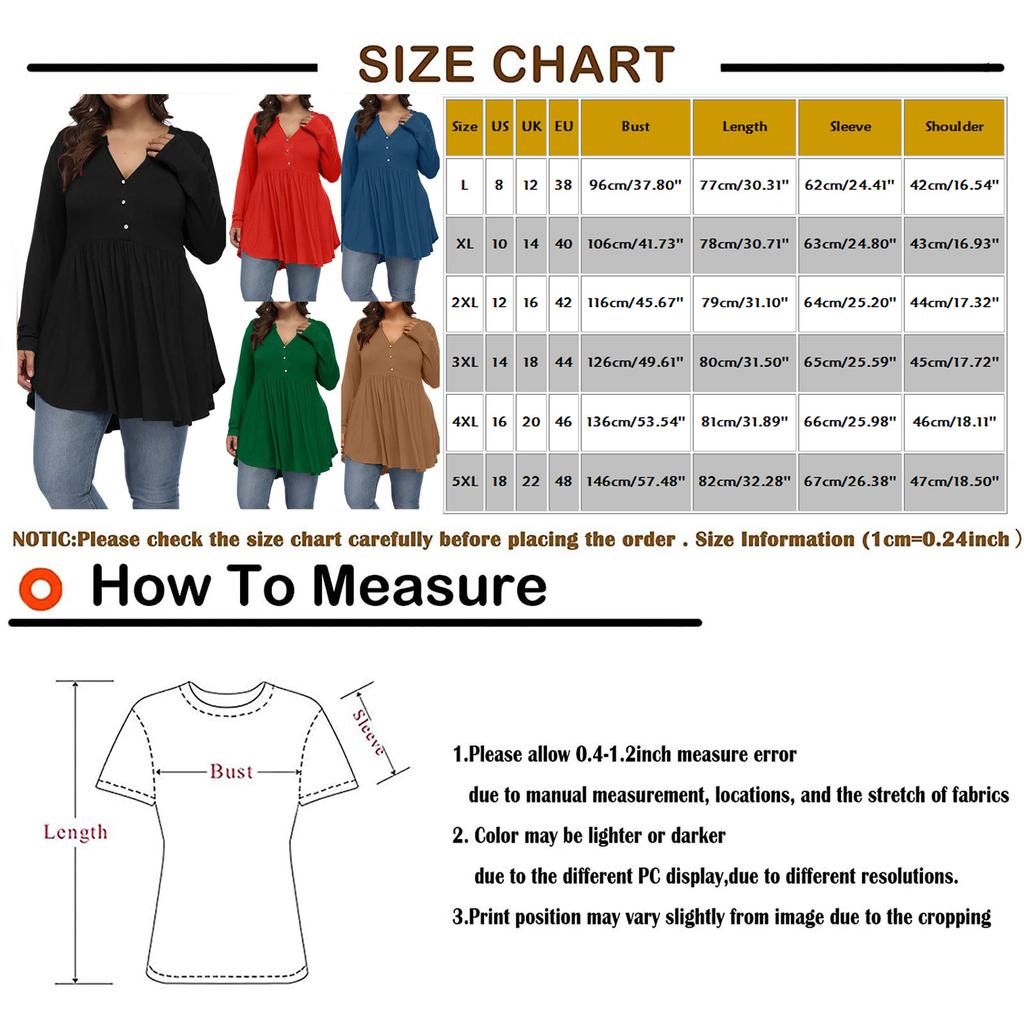 Women's Large Size Casual Color V-neck Buttoned Waist And Large Hem Stitching Long-sleeved Loose T-shirt Top