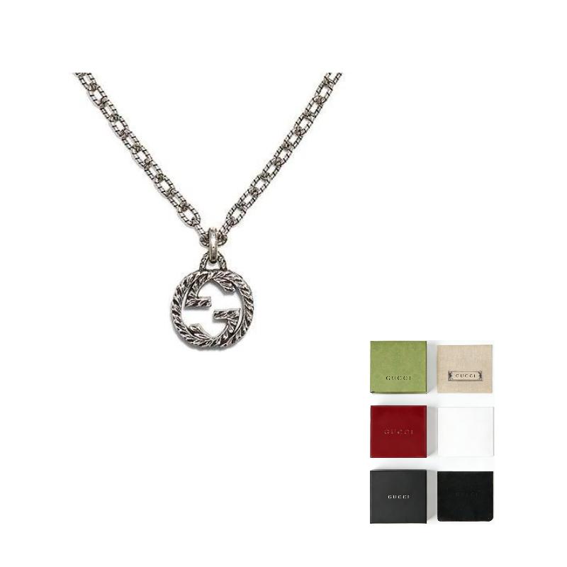Gucci Interlocking Double G Pattern Matte Silver Necklace Women necklace 455307J8400