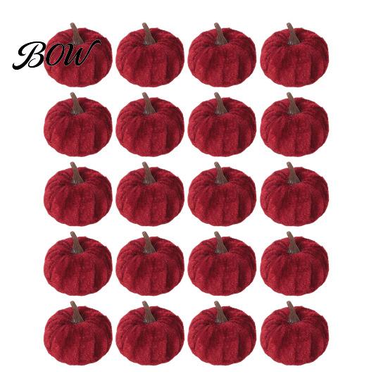 Reusable Halloween Decorations 20 PCS Velvet Pumpkin Decorative Ornaments, Multi-Color Artificial Fall Harvest Decor Tiered Tray for
