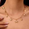 1pc Bohemian Style Random Starfish, Shell, Turtle Pendant Necklace, Suitable for Beach Vacation, Travel, Party, Dinner Wear