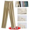 Fashion Women's Pants Office Lady Solid Straight Casual Pants Vintage High Waist Zipper Trousers