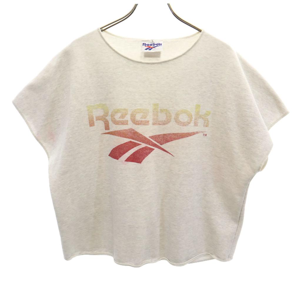 Reebok 90er Jahre Altes Französisches Ärmel Sweatshirt T-Shirt L grau Damen Gebraucht