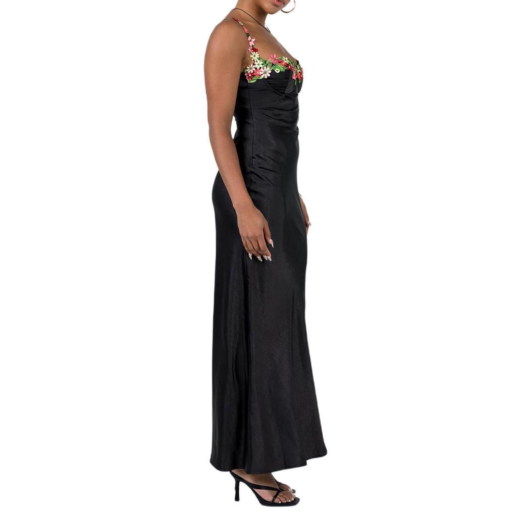 European and American Spring/Summer 2024 Embroidered Lace Sleeveless Solid Color Dress for Women