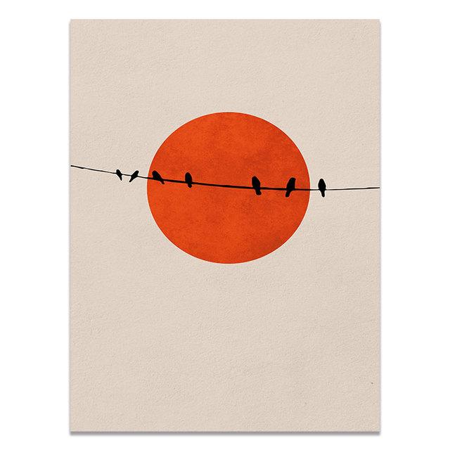 Poster abstract în stil nordic, imprimare peisaj de dimineață de iarnă, imagine de perete, pictură pe pânză, decor scandinav