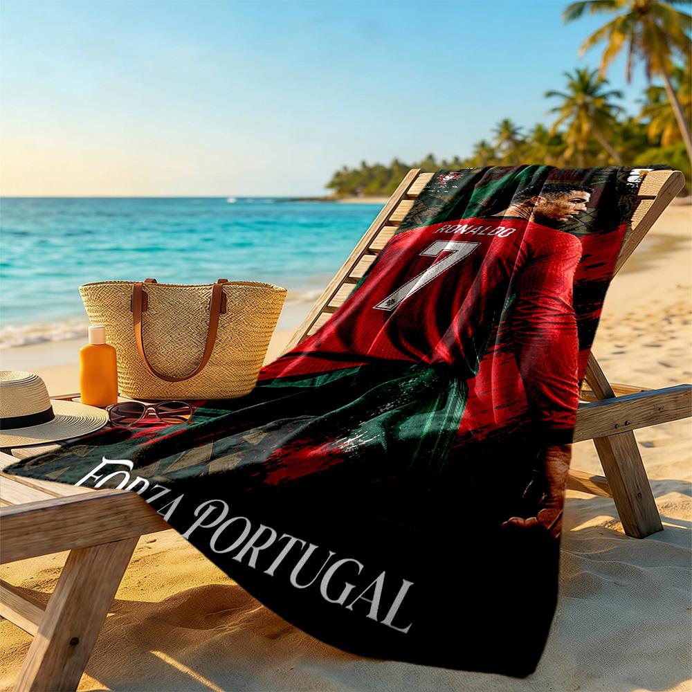 Cristiano Ronaldo Beach Towel Super Soft & Absorbent Comfortable Lightweight Suitable for Sports, Travel, Swimming, Yoga, Bathroom, Beach, And Pool