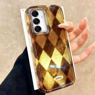 Retro vzor diamantové mřížky Pouzdro na telefon pro Samsung Galaxy A16 A55 A07 A17 A56 A36 A26 A53 A06 A14 A24 A34 A54 A15 A12 A22 Kryt