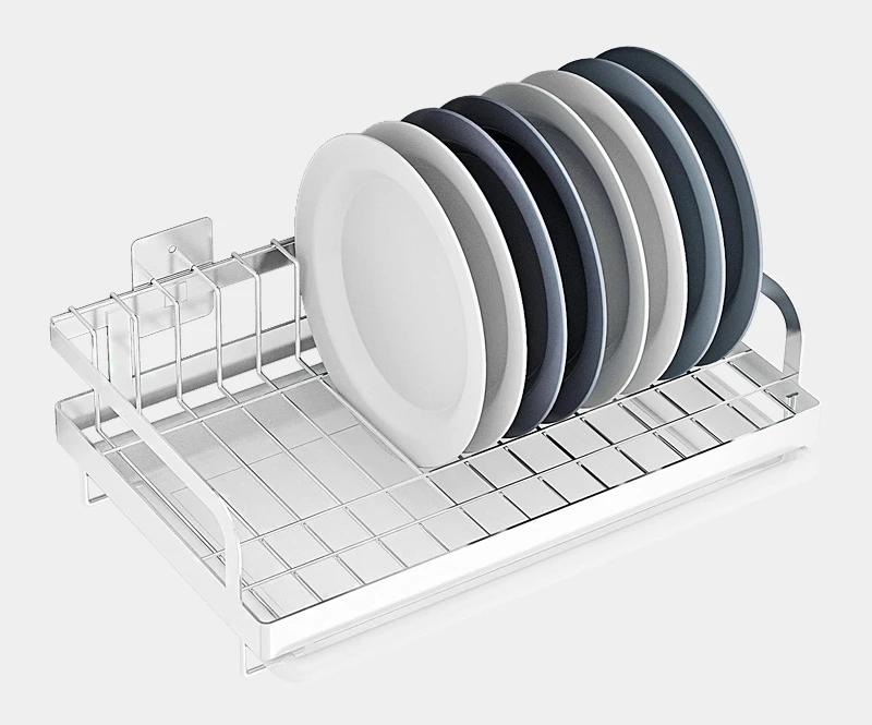 Dish Drying Rack 304 Stainless Steel Wall Mounted Kitchen Organizer Drain Holder Plate Storage Shelf Sink Drainer Cutlery Box