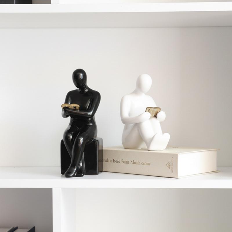Minimalist Light Luxury Ceramic Bookend Ornament for Home Decor