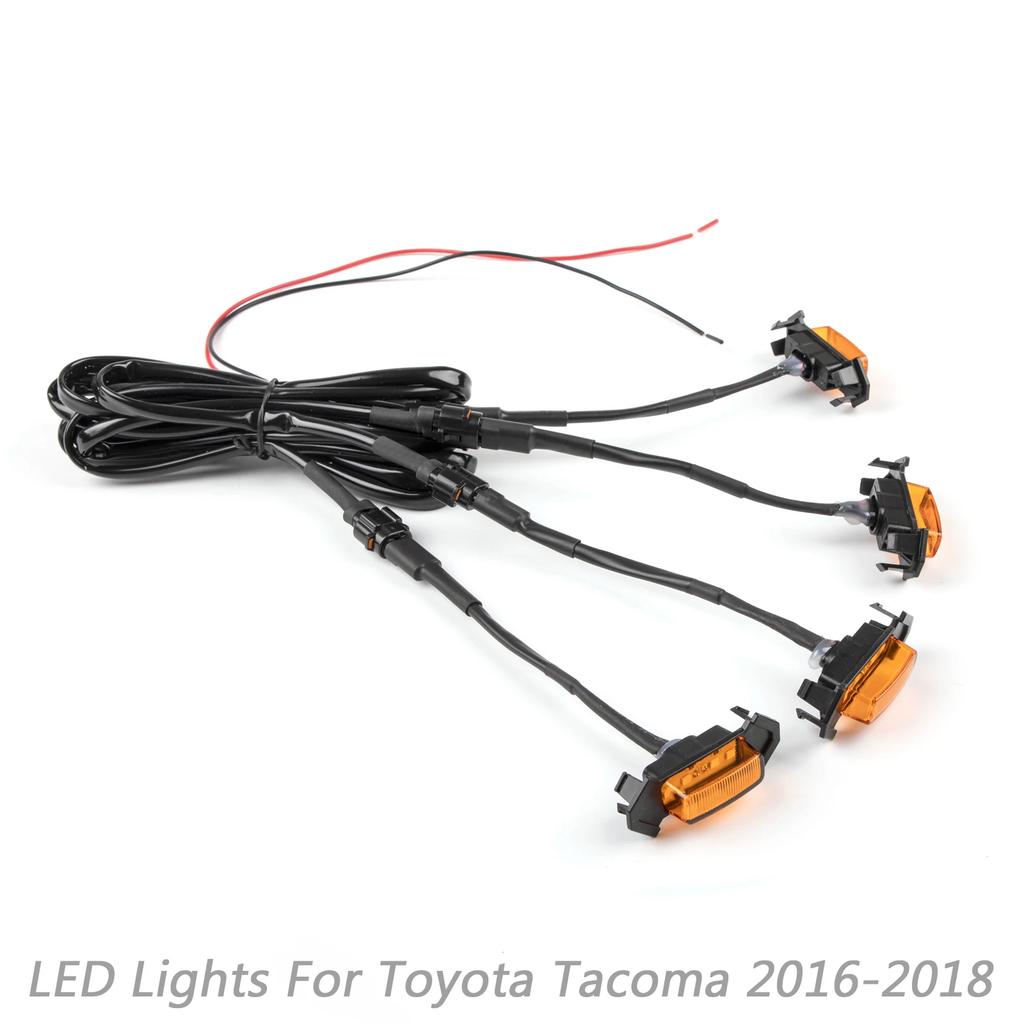 For Toyota Tacoma 2015- 2020 Car LED Grille Strobe Light Warning Daytime Running Lamp Grid DRL White Amber 4PCS