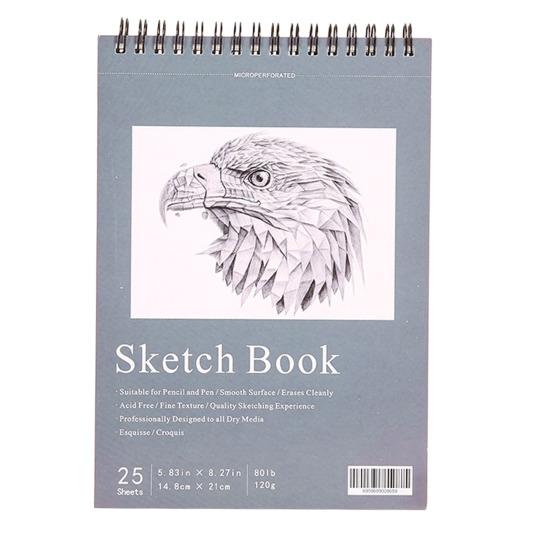 Kniha skic s pevnou vazbou spirála drátěná vazba 25 listů Bez kyselin Bez rozlití Silný papír Umělec Umělec Student Kreslení Kreslení Psaní Skicák Umělecké potřeby