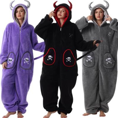 Women's Fleece Pajamas Jumpsuit Warm Sherpa Romper Sleepwear One Piece Zipper Hooded Loungewear Hooded Adult Pajama Jumpsuit Winter Fuzzy Sleepwear