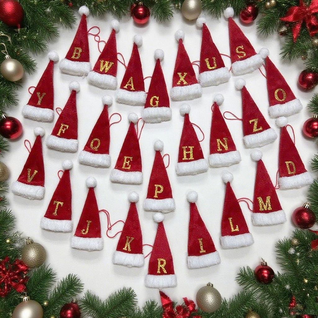 Christmas Decorations: Christmas Hats, Christmas Lollipop Caps, Christmas Hat Knife And Fork Covers, Wine Bottle Caps, Decorative Items