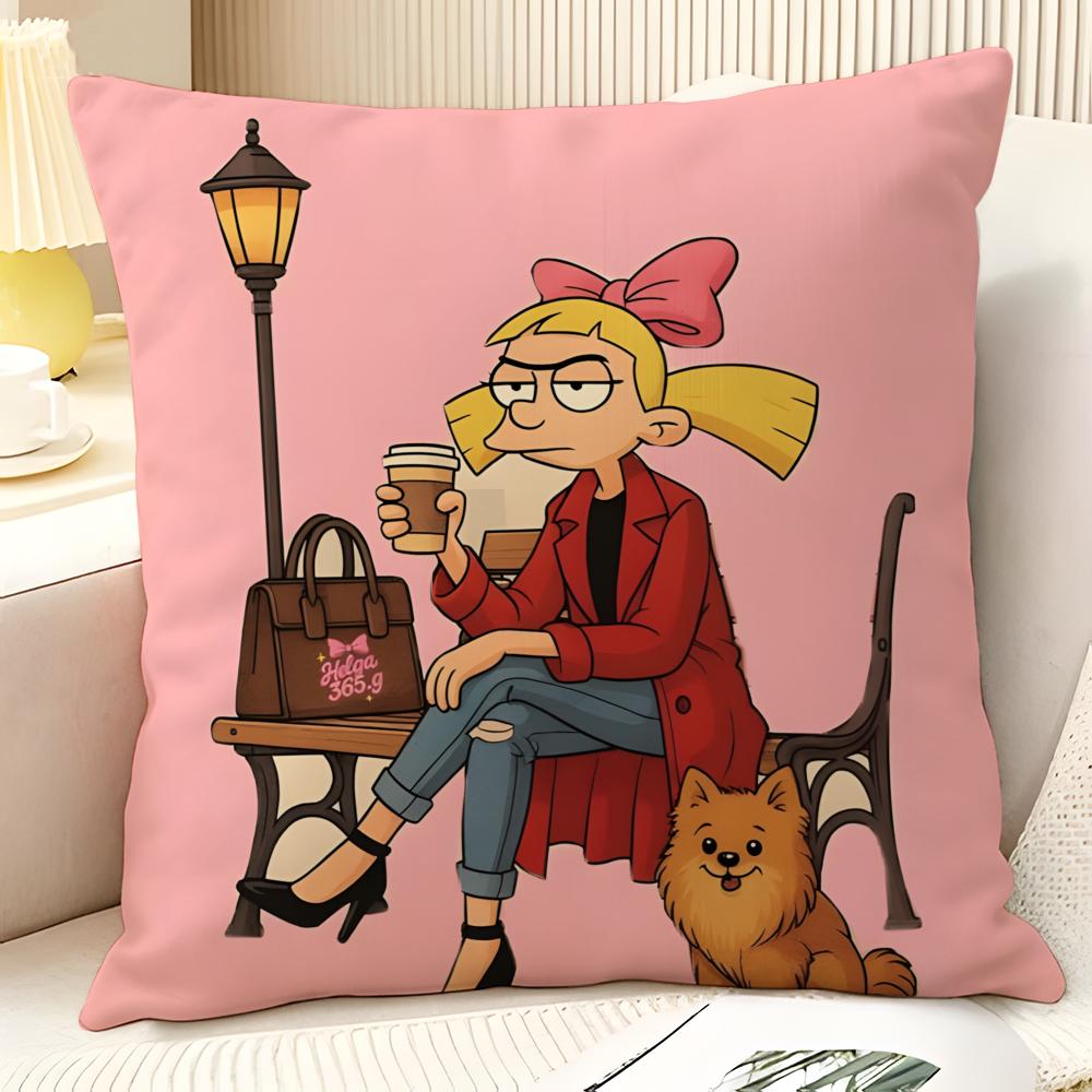 Federa per Cuscino Cartone Animato Anime H-Hey Arnolds 2 Lino Naturale Tessuto Biologico Stampa Double-Sided Divano Decorazione Casa Regalo Federa per Cuscino