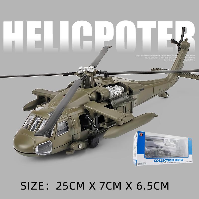 1:64er Maßstab Blackhawk Uh-60 Legierung Hubschrauber Diecast Spielzeugmodell Jäger Militär Flugzeug Simulation Licht Spielzeug Für Kinder white