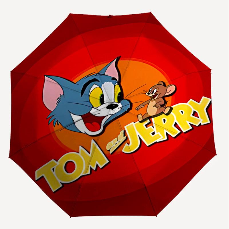 1PC Warner Tom Jerry Automatic Open/Close Umbrella with Windproof, 30-Rib Sturdy Canopy, Durable Ribs1247A