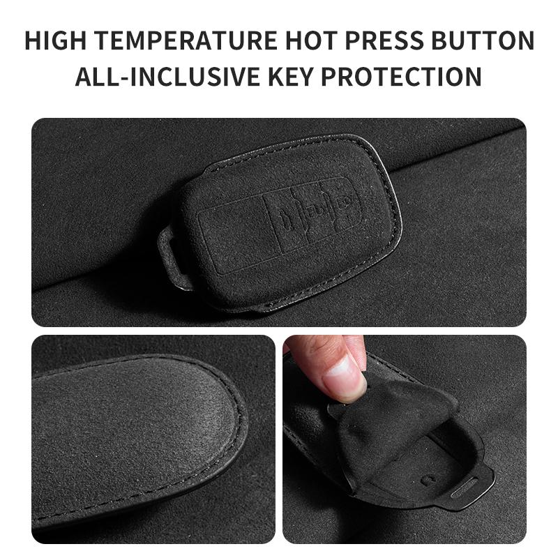 Leather Car Key Case for Toyota Prius Camry Corolla CHR C-HR RAV4 Land Cruiser 2/3 Button Keychain Suede Accessories