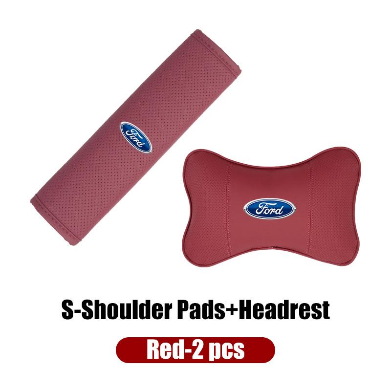 KLKY5 For Ford Soft Car Headrest Cushion Seat Belt Shoulder Protector Cover Focus Mk2 Mk3 Mk4 Fiesta Ranger Mondeo S-MAX Kuga