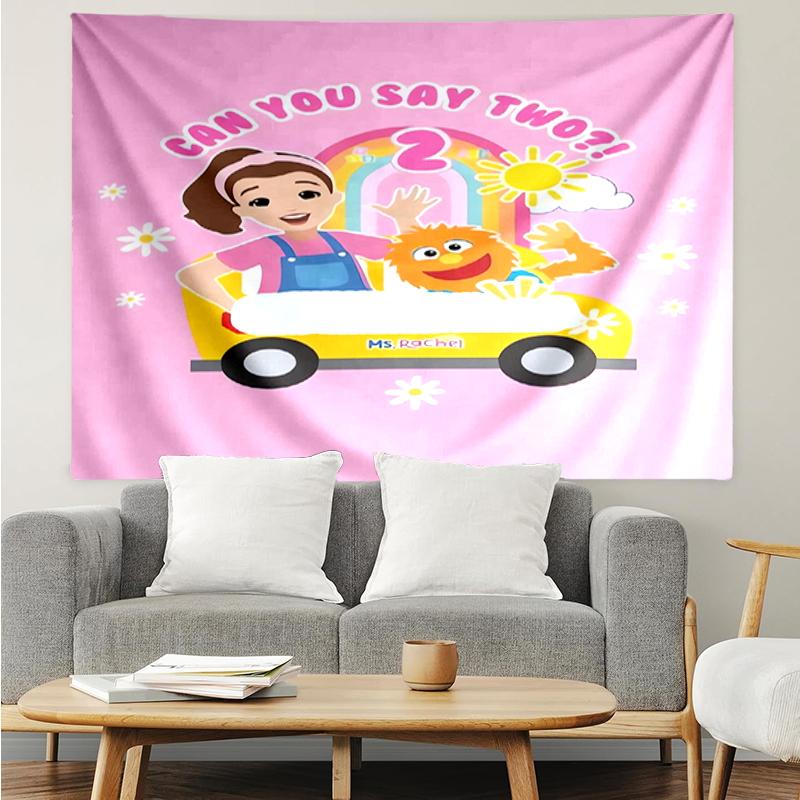 Ms.-Rachel Print Tapestry, Backdrop, Easy Setup, Ideal for Bedroom, Office & Living Room, with Aesthetic Wall Hanging Decor.