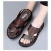 Mens Genuine Leather Slide Sandals Breathable TPR Sole Outdoor Casual Slip-On Footwear Beach