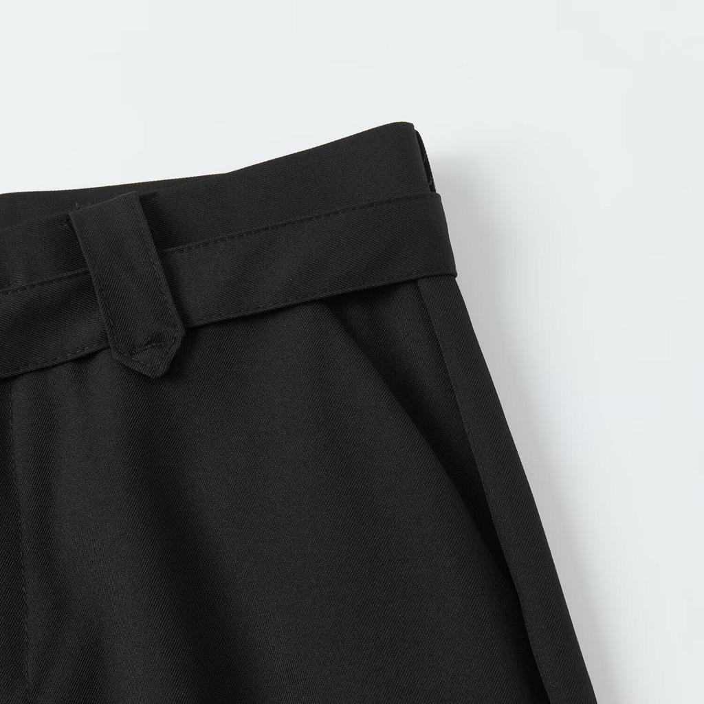 Men's Spring 2026 Casual Trousers - Korean Style, Non-Iron, Loose Tapered Suit Pants with Half Elastic Waist