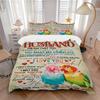 3PCs Husband Appreciation Design Cover Set, Breathable Fabric(1 Duvet Cover + 2 Pillowcases) (Without Quilt) Yy250911213