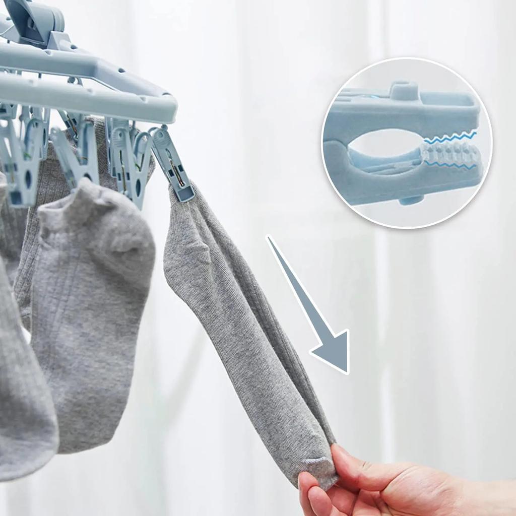 Wäschetrockner mit 32 Klammern und faltbarem Tropfständer Wäscheständer zum Trocknen von Socken Unterwäsche
