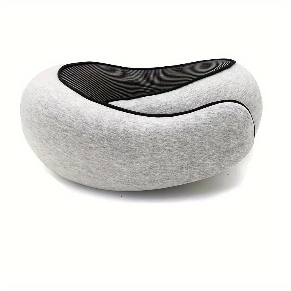 Soft and Durable Neck Support Pillow with Breathable Mesh Cover for Comfortable Airplane and Long Travel - Gray