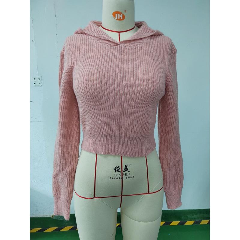 Damski sweter dzianinowy z kapturem, jednolitym kolorem, wiązaniem z tyłu, odkrytymi plecami, długim rękawem, swobodny sweter do pracy