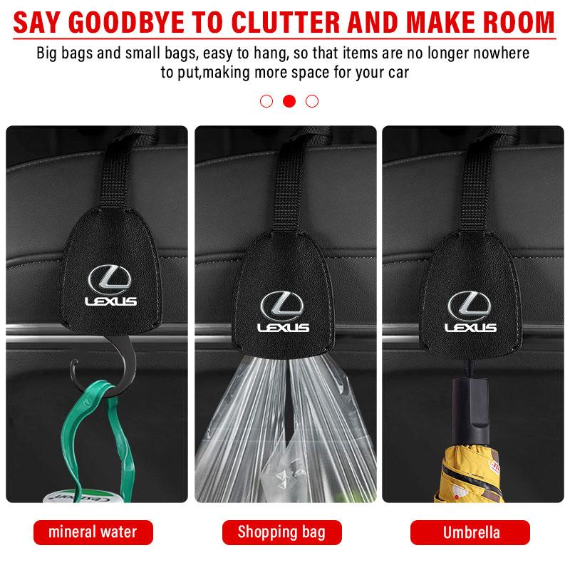 2pcs Leather Car Seat Back Hooks Portable Hanging Bag Rack For Lexus ES300 RX330 RX300 GS300 IS250 IS200 CT200h NX RX