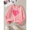 Girls' Crewneck Sweatshirt Heart Pattern with Golden And White Machine Washable, Spring And Autumn