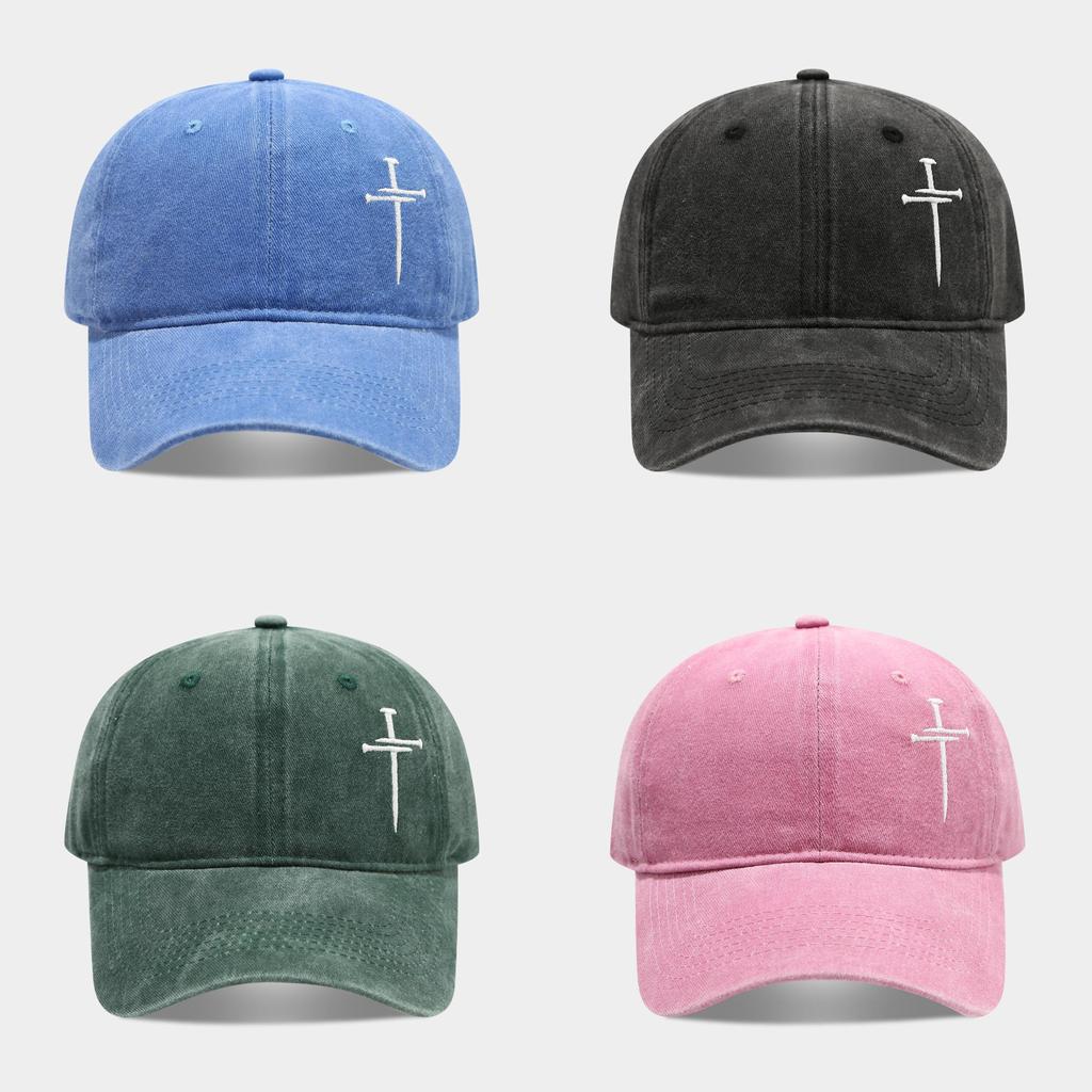 Streetwear Baseball Cap With Cross Stud Embroidery For Casual Men Women