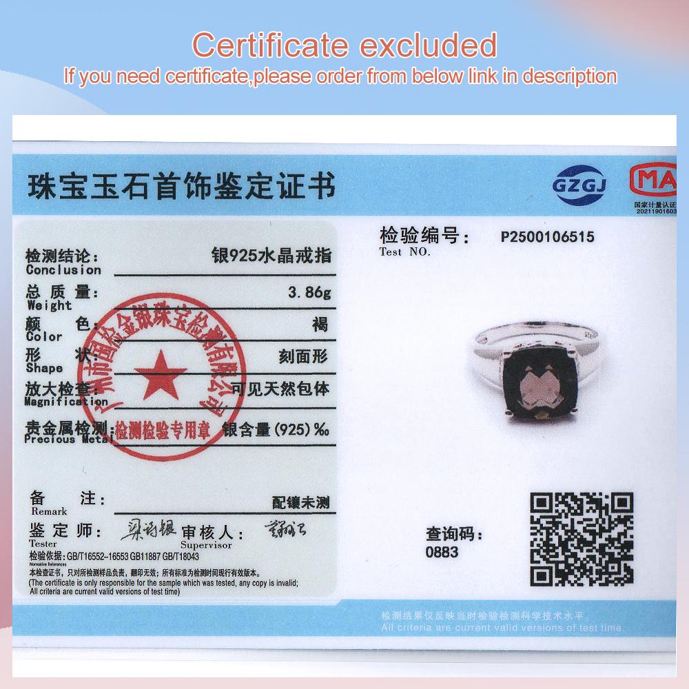 Simple Design Ring with Natural Smoky Quartz Cushion 10mm 925 Sterling Silver Fine Jewelry Women Nice Gift