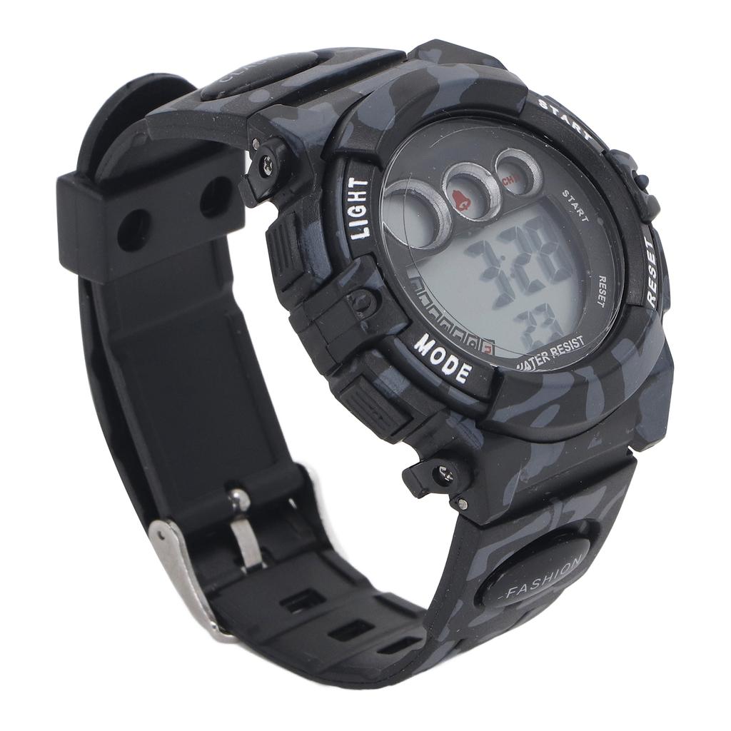 Kids Camouflage Digital Watch Alarm Clock Date Display Split Time On Time Alarm 12Celsius24 Hour 7 Colors LED Backlight 50m Waterproof Watch for Boys