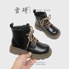Fashion retro children's short boots 2024 new classmates high-top leather shoes British leather boots
