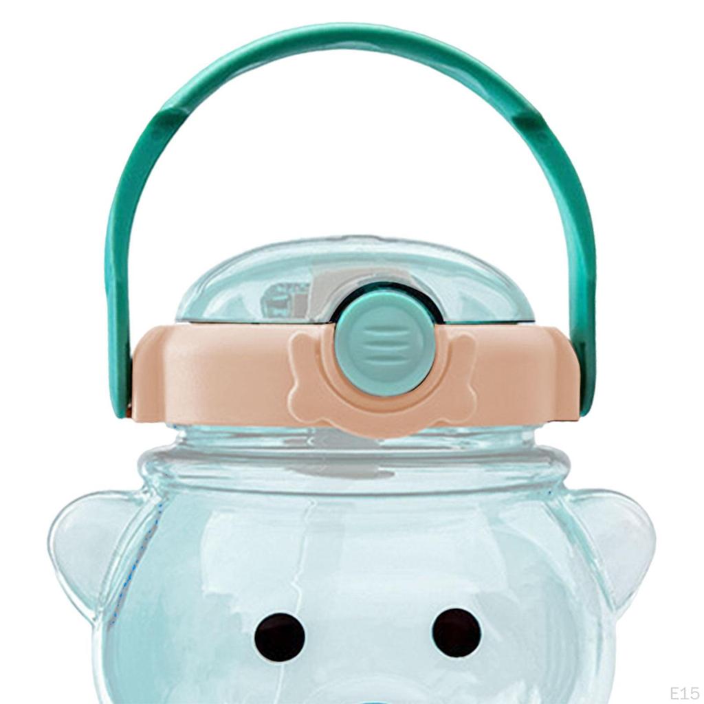 Bear Straw Bottle, Water Bottle with Straw, Cartoon DIY Drinks, Adjustable Straps Beverage, Portable