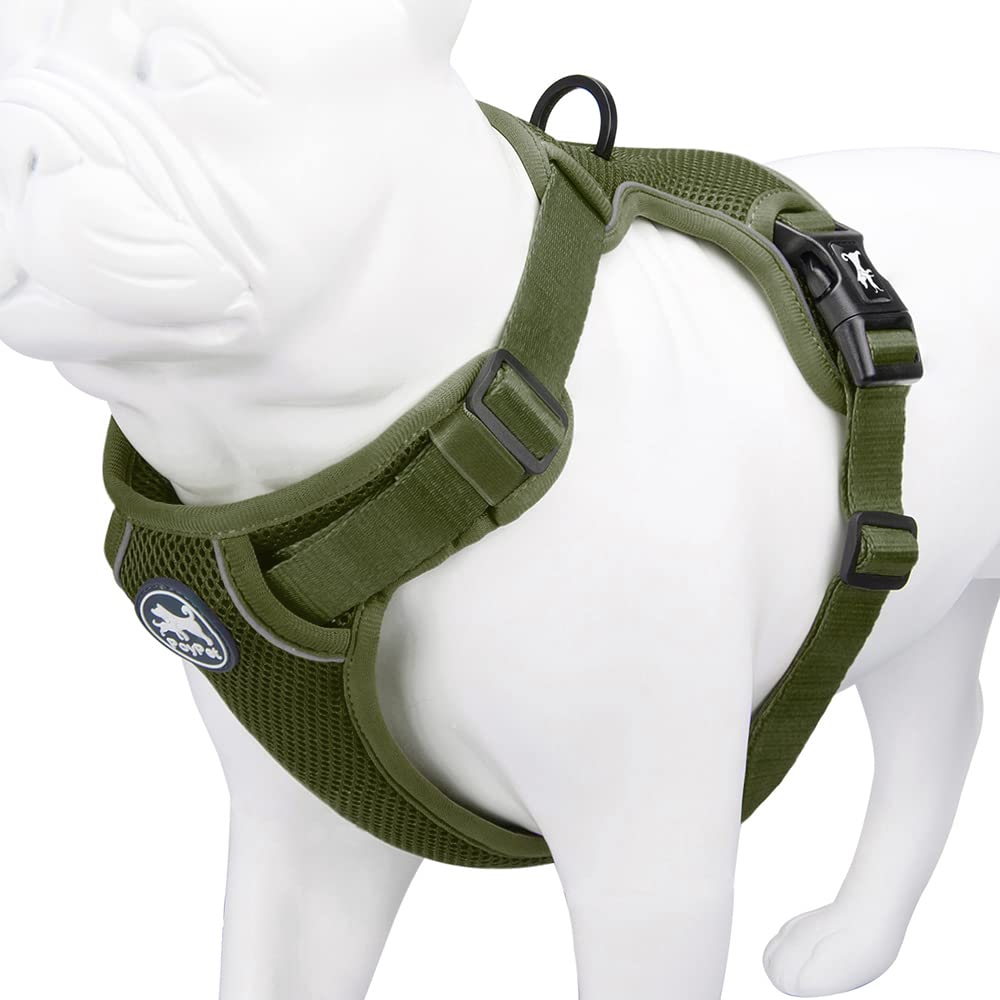 

PoyPet Soft Breathable Mesh Dog Harness with Adjustable Collar and Night Reflective Safe for Small and Medium Walking and Walking Harness, Material,
