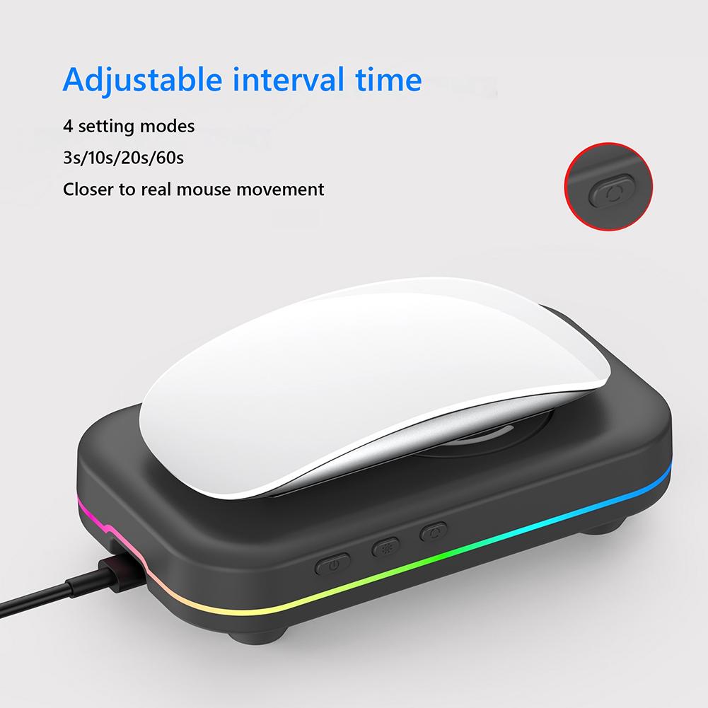 Undetectable Mouse Mover Jiggler 4 Modes Wiggler with Adjustable Interval Timer ON/Off Switch RGB Lights Keeps PC Active