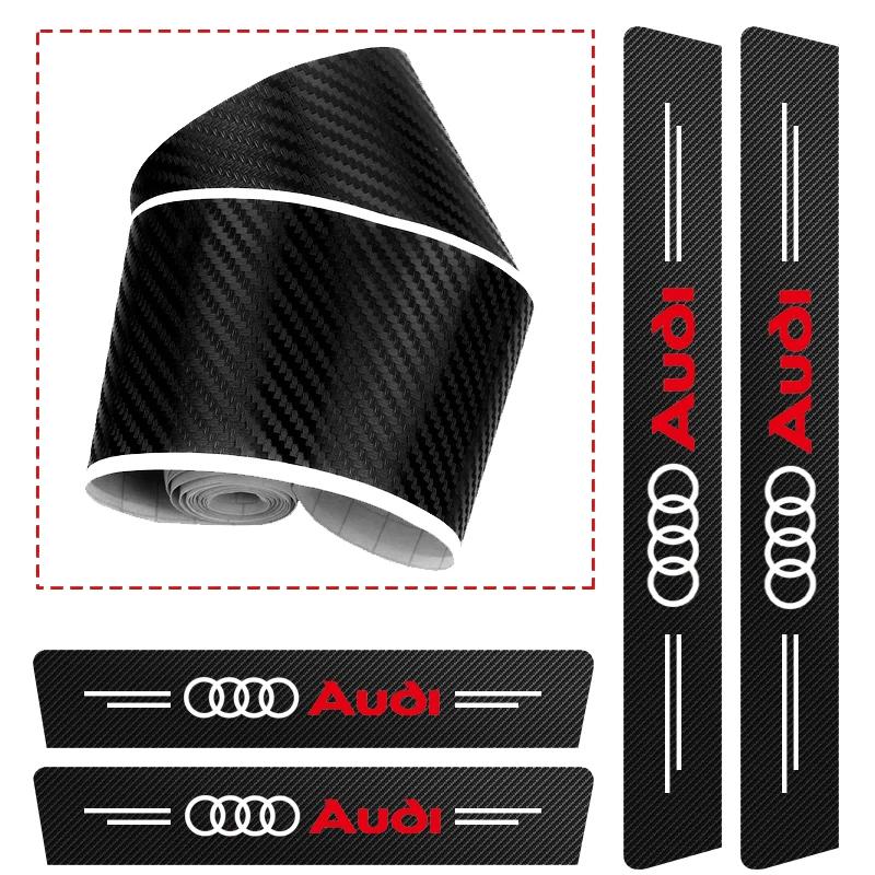 1/4/5Pcs Car Door Sill Scuff Plate Decor Carbon Fiber Stickers For Audi A2 B7 B6 C8 TT Sline A3 8L 8P A4 A5 B9 B8 A6 A7 A8 C9 A1